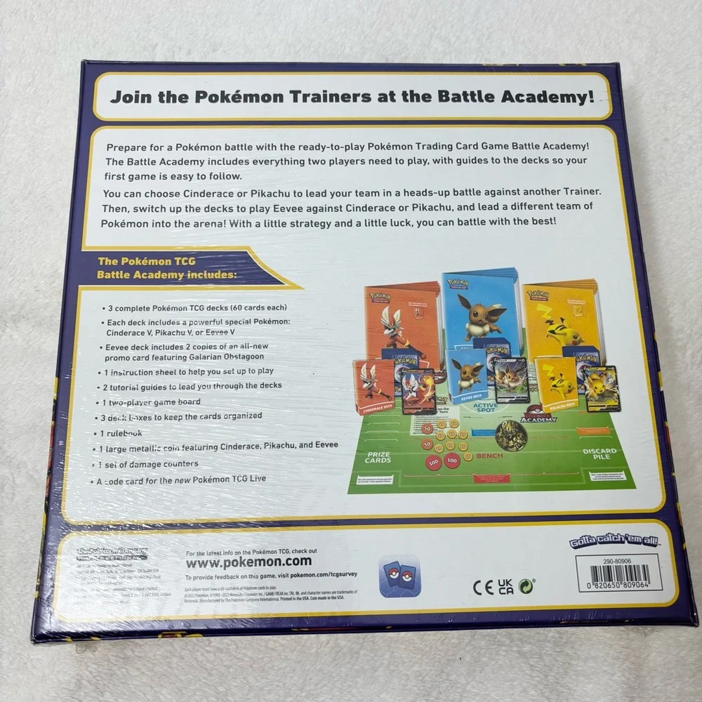 Pokémon Trading Card Game Battle Academy (Cinderace V, Pikachu V & Eevee V)  NEW